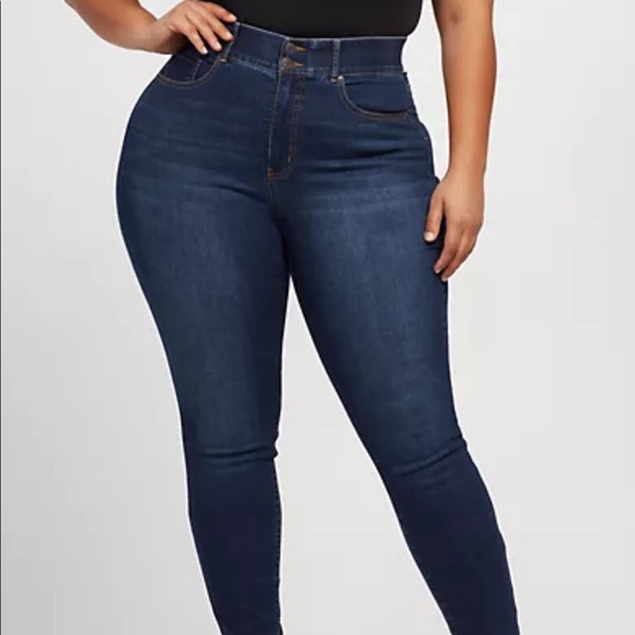 Dark Wash Curvy Skinny Jeans Tall Inseam | Fashion To Figure - Picture 2 of 7